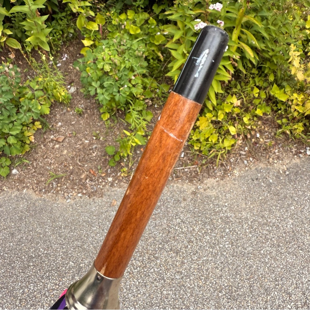 Rare 2000s Emilio Pucci Multicolor Geometric Umbrella With Wood & Leather Handle - Picture 6 of 13